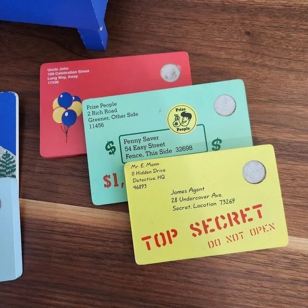 Melissa & Doug Stamp & Sort Post Office Wood Mailbox Letters Stamps Key Postcard